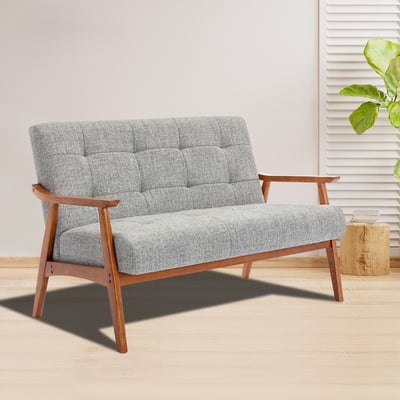 Sharf雪芙拉扣布面厚感實木腳雙人休閒沙發-三色可選18