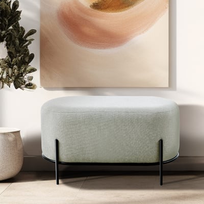 Calvin凱文布面金屬黑腳橢圓穿鞋椅凳-寬80cm-三色可選17