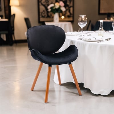 Vigo維格流線絨布實木腳休閒餐椅-五色可選17