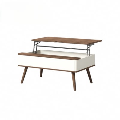 恬靜系升降收納實木腳長方咖啡桌-幅95cm-棕色1