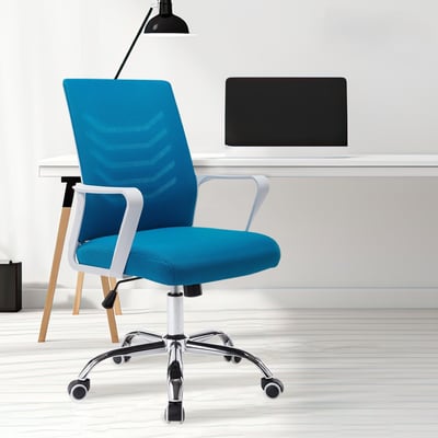 Baez貝茲扶手半網可調式白框電腦椅-六色可選20