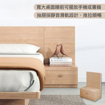 Cozy舒活系1抽收納床頭櫃-原木色19