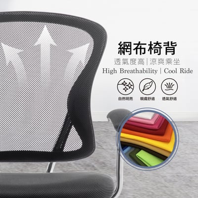 Cyrus賽洛斯中背半網扶手電腦椅-黑色6