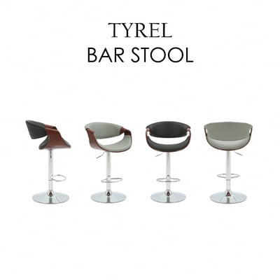 Tyrel泰瑞爾PU面流線曲木可調式曲木吧檯椅-兩色可選15