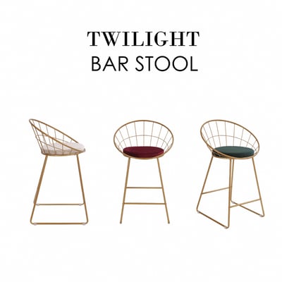 Twilight暮光全金腳軟墊吧檯椅-坐高61cm-三色可選4
