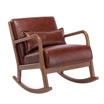 Darcy達西PU面實木框單人休閒搖椅-三色可選1