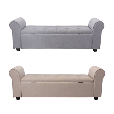 Wena薇娜歐式拉扣布面扶手收納長凳-兩色可選5