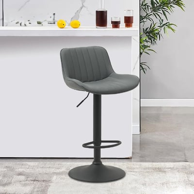 Elton艾爾頓直紋PU面黑腳可調式吧檯椅-三色可選18
