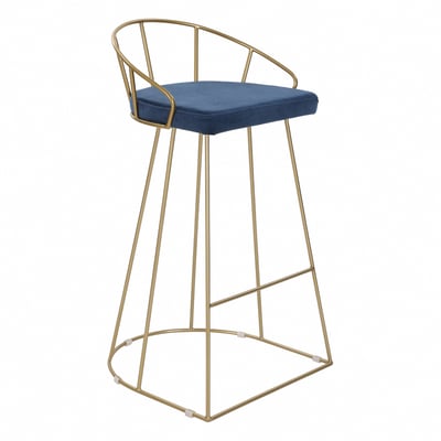 Saige賽吉絨布金框網美吧檯椅-坐高74cm-四色可選2