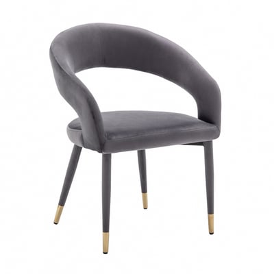 Louis路易斯鏤空高級絨布包金腳休閒餐椅-兩色可選1