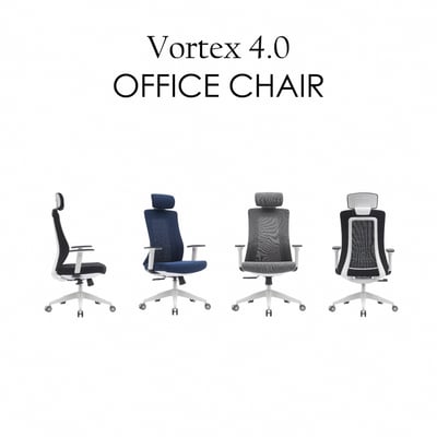 Vortex 4.0 旋流白框高背半網扶手人體工學電腦椅-三色可選4