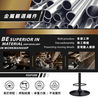 Orlando奧蘭多工業風可調式吧檯椅-兩色可選14