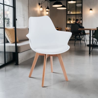 Huggie哈吉簡約軟墊扶手PP櫸木腳餐椅-四色可選19