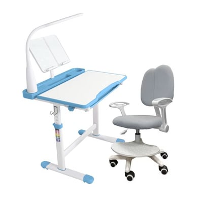 藍色DOYO朵幼兒童成長桌椅組(贈燈及書架)1