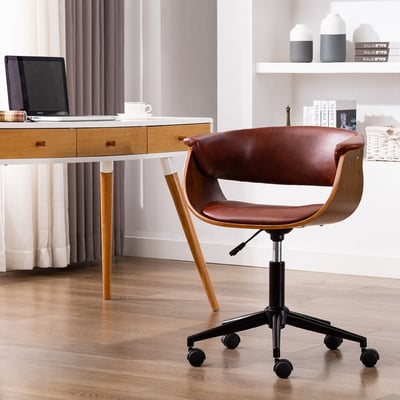 Idan伊丹PU扶手曲木升降電腦椅-棕色15
