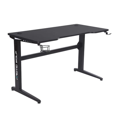 ArcticWolf Shadow暗影碳纖維LED炫光電競桌-黑色1