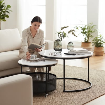 岩語滾輪收納套几-白色14