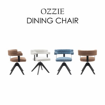 Ozzie奧奇造型扶手布面實木腳旋轉餐椅-三色可選12