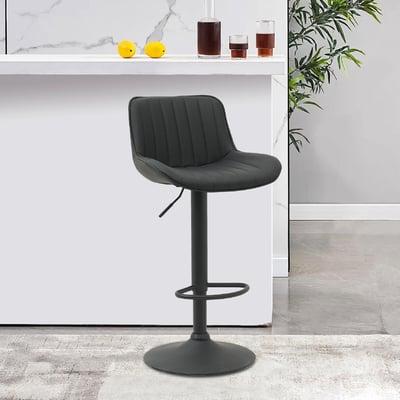 Elton艾爾頓直紋PU面黑腳可調式吧檯椅-三色可選17