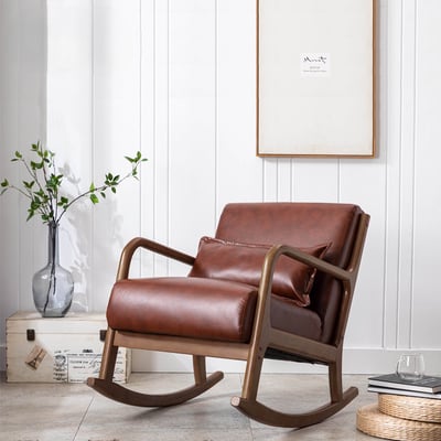 Darcy達西PU面實木框單人休閒搖椅-三色可選17