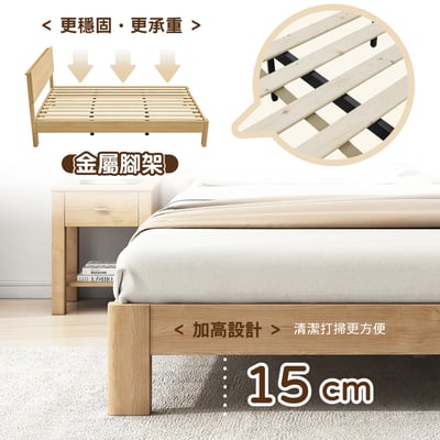 舒眠系單人加大實木排骨床架-3.5尺-原木色12