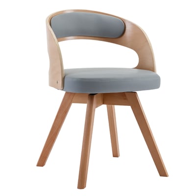 Russ拉斯PU面旋轉曲木實木腳餐椅-兩色可選14