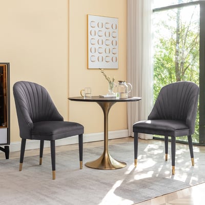 Olivia奧利維亞高級絨布包金腳休閒餐椅-兩色可選16