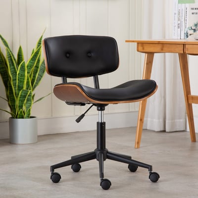 Bryan布萊恩曲木PU拉扣黑腳電腦椅-黑色15