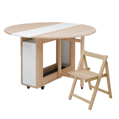 Fika悠享系1開1門一桌四椅折合蝴蝶圓形餐桌椅組-幅120cm(GU016A+GU017A)18