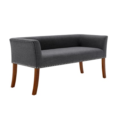 Sabrina薩賓娜布面扶手鉚釘邊實木腳休閒長凳-兩色可選1