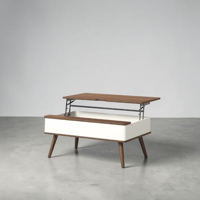 恬靜系升降收納實木腳長方咖啡桌-幅95cm-棕色18