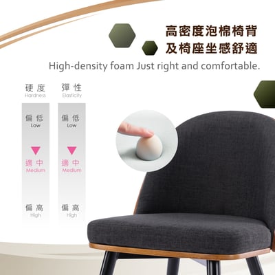 Gail蓋爾布面雅緻曲木休閒餐椅-深灰色6