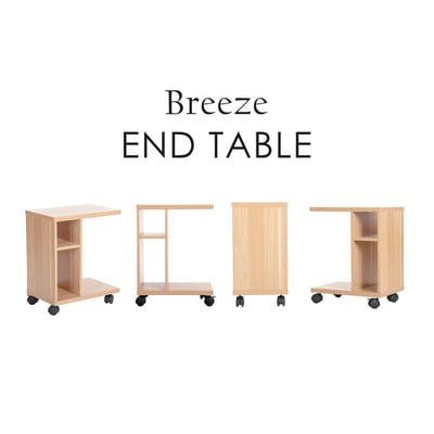 Breeze微風系工字型沙發邊几-原木色2