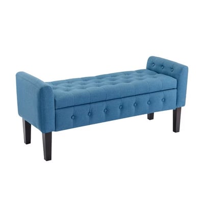 Inari伊納利簡約歐式拉扣布面扶手實木腳收納長凳-三色可選2