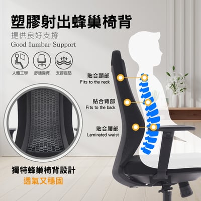 Turbo 2.0 極速黑框中背扶手半網人體工學電腦椅-黑色4