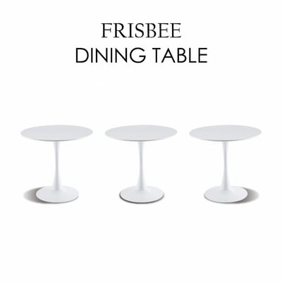 Frisbee飛盤造型多功能金屬白柱桌-直徑80cm-白色