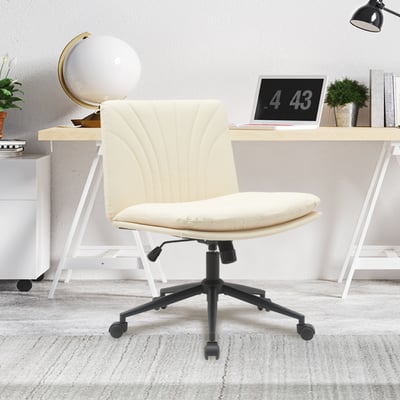 Roy羅伊PU面黑腳可調式盤腿電腦椅-兩色可選16