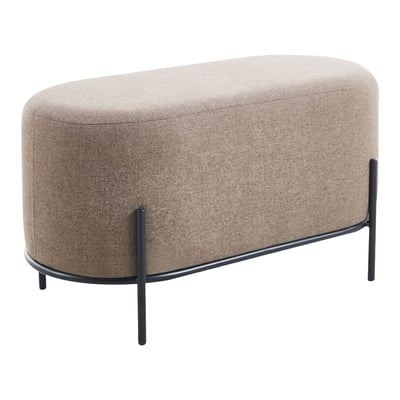 Calvin凱文布面金屬黑腳橢圓穿鞋椅凳-寬80cm-三色可選3