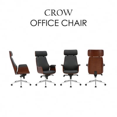 Crow克洛PU面扶手曲木高背多功能可調電腦椅-黑色14