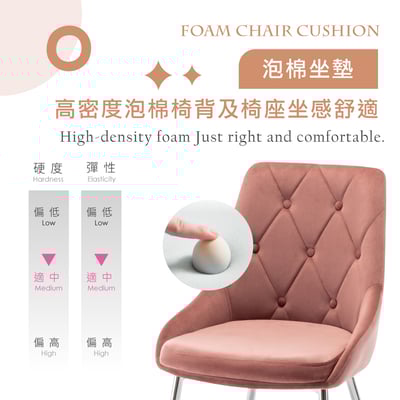 Rabia瑞比婭拉扣菱紋絨布電鍍腳休閒餐椅-四色可選9