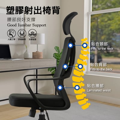 Myron麥隆網布高背黑框電腦椅-兩色可選10