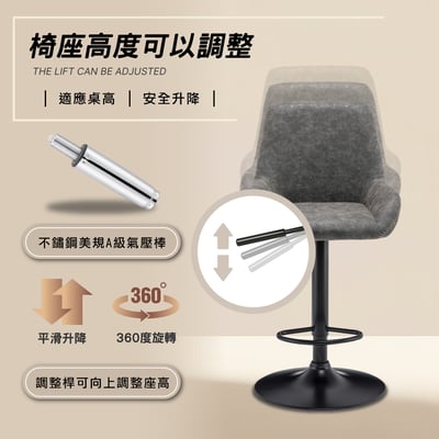 Orlando奧蘭多工業風可調式吧檯椅-兩色可選11