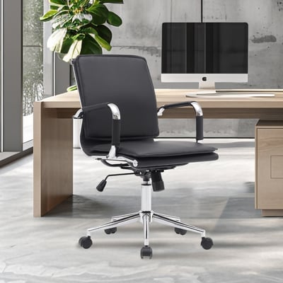 Curt科特厚墊固定扶手可調式電腦椅-黑色16