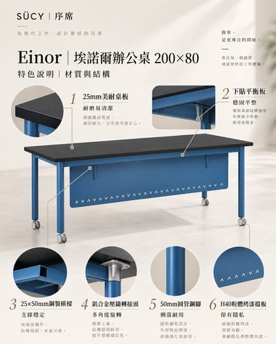 Einor埃諾爾辦公桌200*807