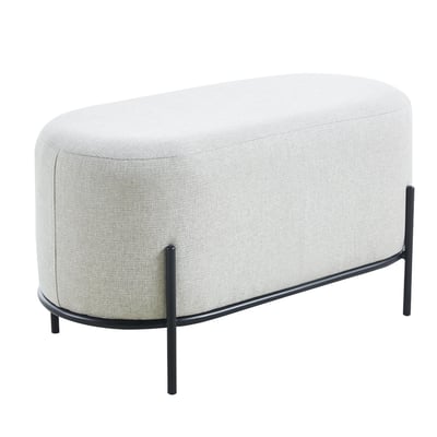 Calvin凱文布面金屬黑腳橢圓穿鞋椅凳-寬80cm-三色可選2