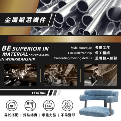 Ozzie奧奇造型扶手布面實木腳旋轉餐椅-三色可選5