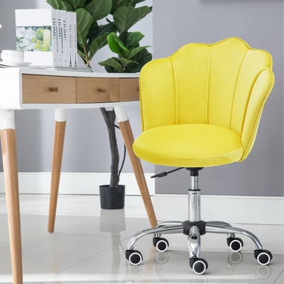 Petal小花瓣絨布造型電鍍電腦椅-三色可選18