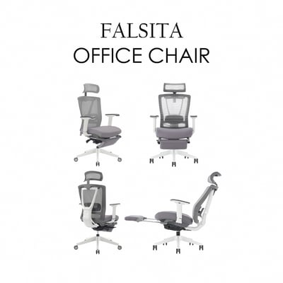 Falsita法希塔意式高階底盤半網含腳凳人體工學電腦椅-灰色3