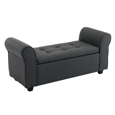 Kyra凱拉歐式拉扣布面扶手收納長凳-三色可選1