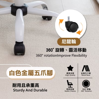 Gwyn葛溫經典PP背軟墊白腳電腦椅-五色可選7